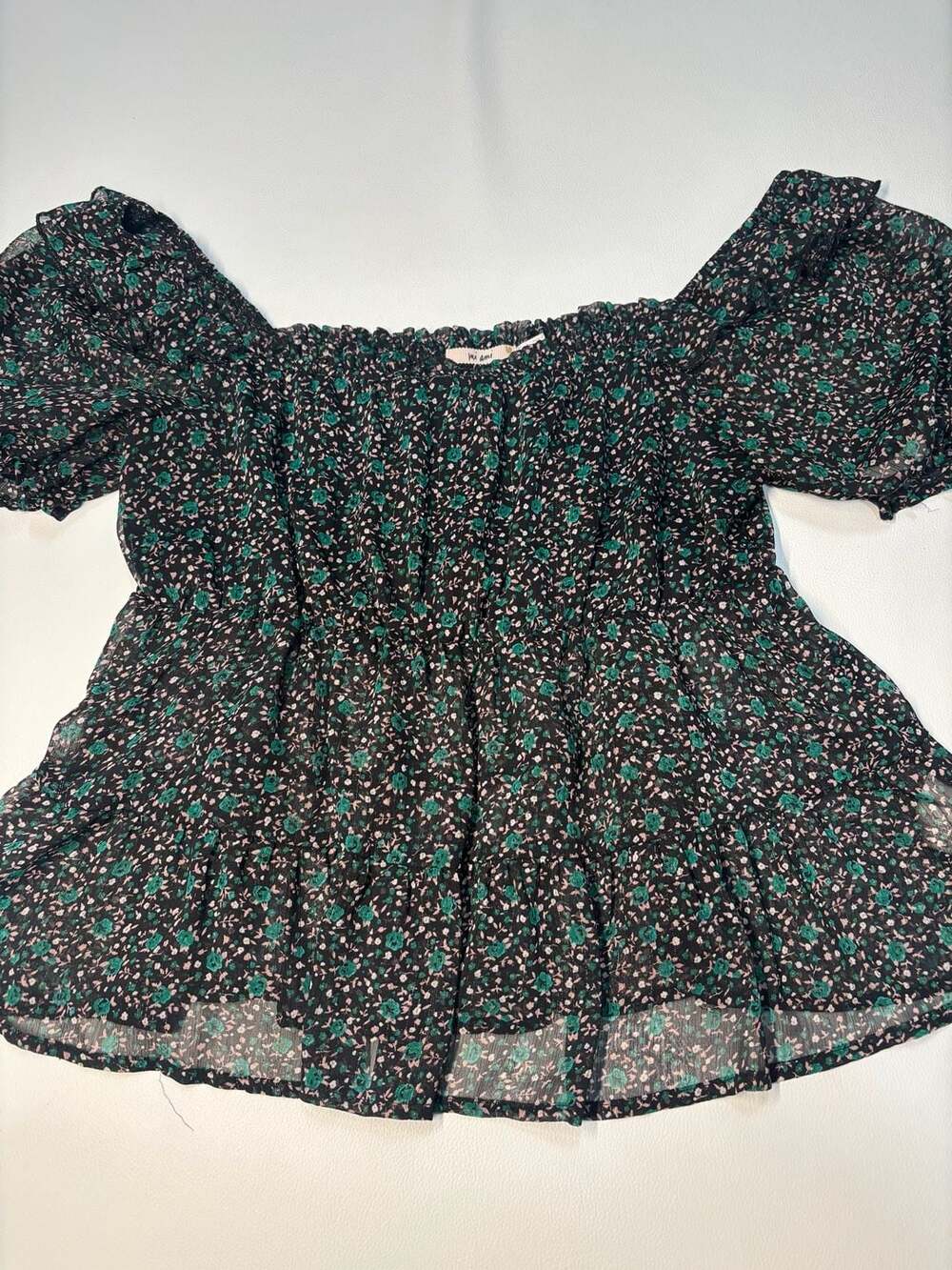 Mi Ami Women's Floral Off-Shoulder Peplum Blouse Size M